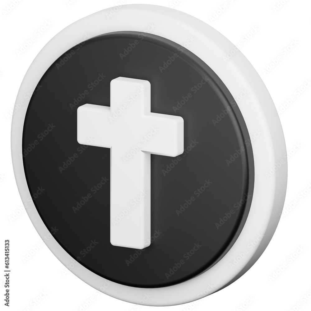 Obraz premium white cross 3d icon