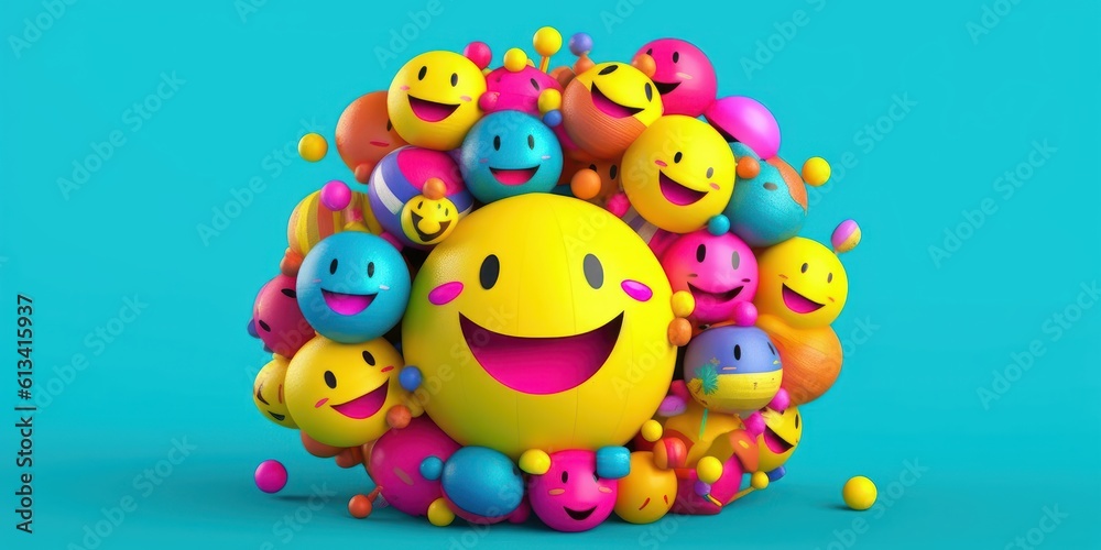 Obraz premium Joyful Emoji Background, World Emoji Day and Happy Day. Generative Ai