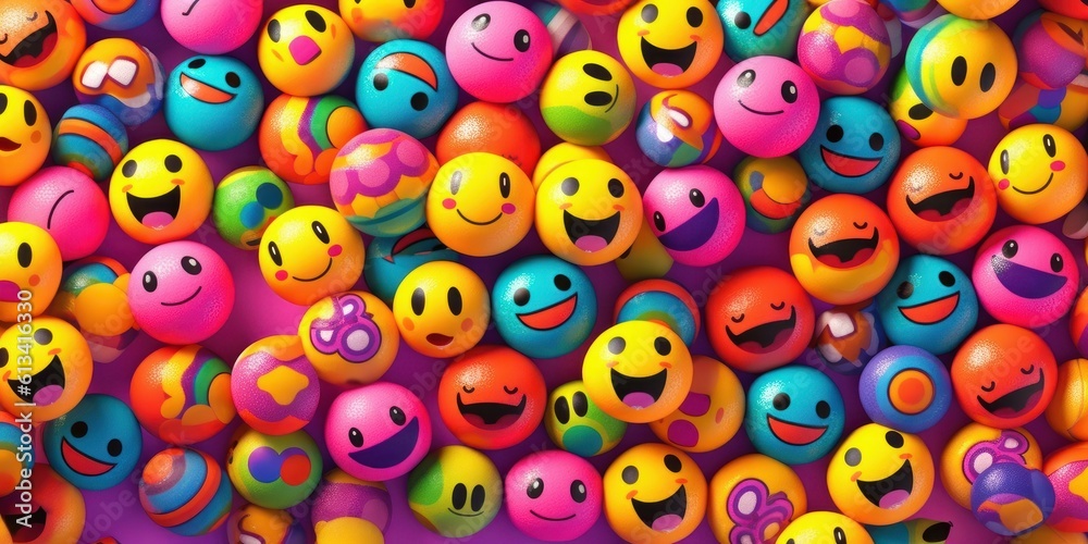 Joyful Emoji Background, World Emoji Day and Happy Day. Generative Ai