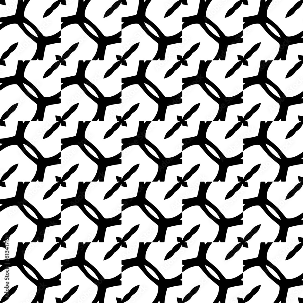 Background with abstract shapes. Black and white texture. Seamless monochrome repeating pattern for decor, fabric, cloth. Background with abstract shapes. Black and white texture. Seamless monochrome repeating pattern for decor, fabric, cloth.