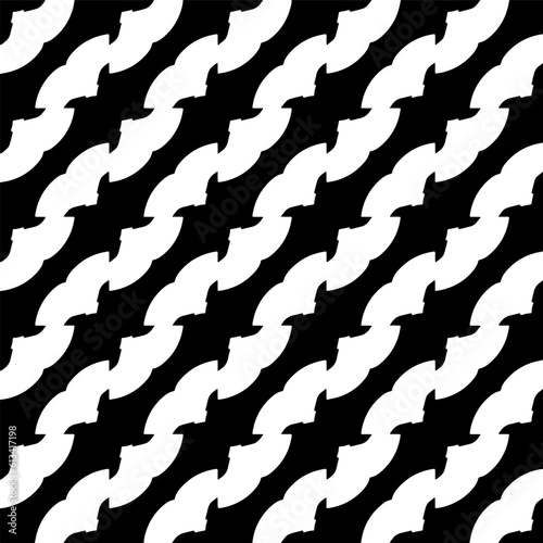  Background with abstract shapes. Black and white texture. Seamless monochrome repeating pattern for decor, fabric, cloth.