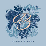 summer blooms typography slogan for t shirt printing, tee graphic design, vector illustration.