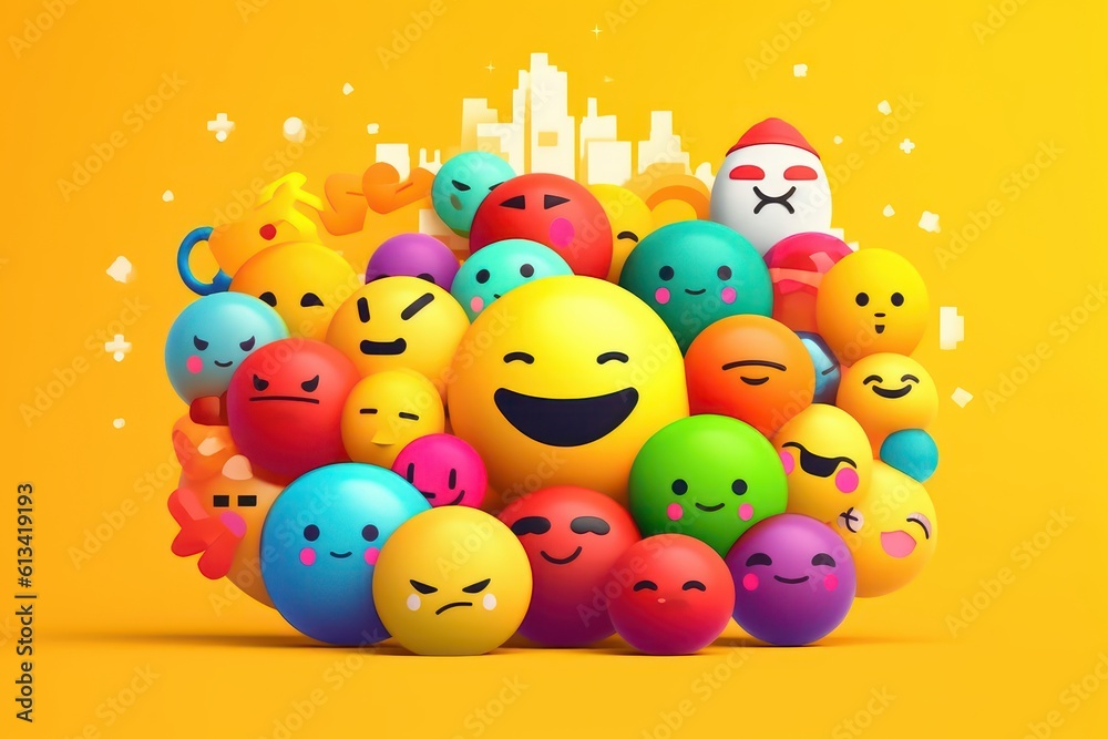 Joyful Emoji Background, World Emoji Day and Happy Day. Generative Ai