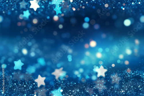 Silver stars on a blue background. Festive holiday background for your projects. Christmas pattern. Pattern. AI generated
