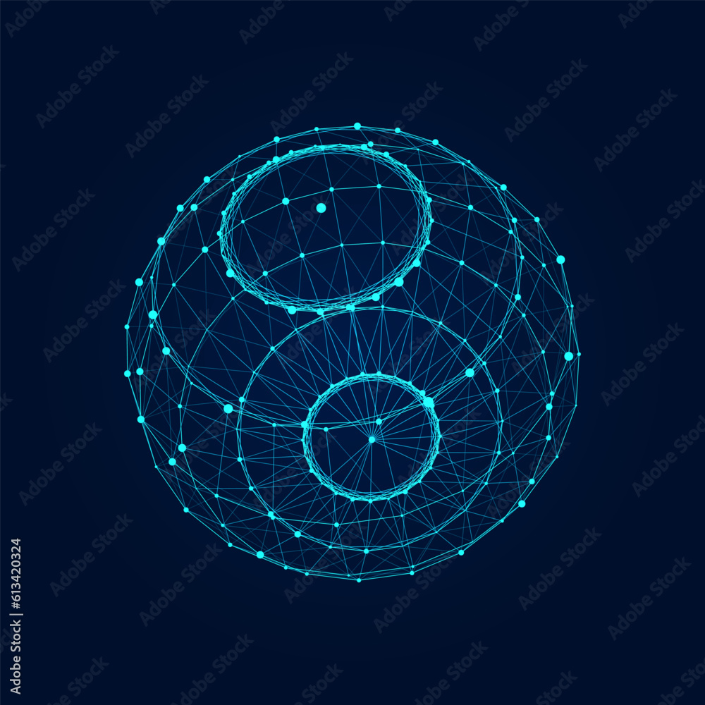 Sphere made up of points and lines. Network connection structure. Big data visualization. Vector illustration. Sphere made up of points and lines. Network connection structure. Big data visualization. Vector illustration.