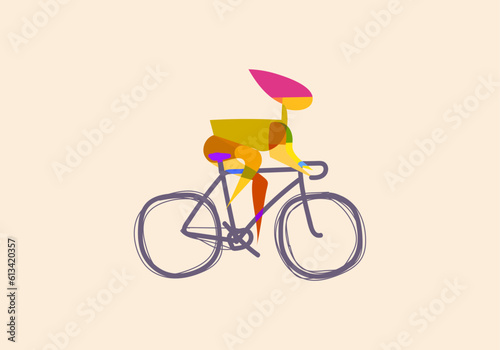 cyclist drawing. abstract style vector illustration