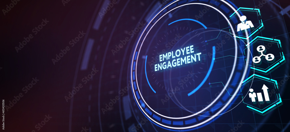 Business, Technology and network concept. Employee engagement. 3d illustration Business, Technology and network concept. Employee engagement. 3d illustration