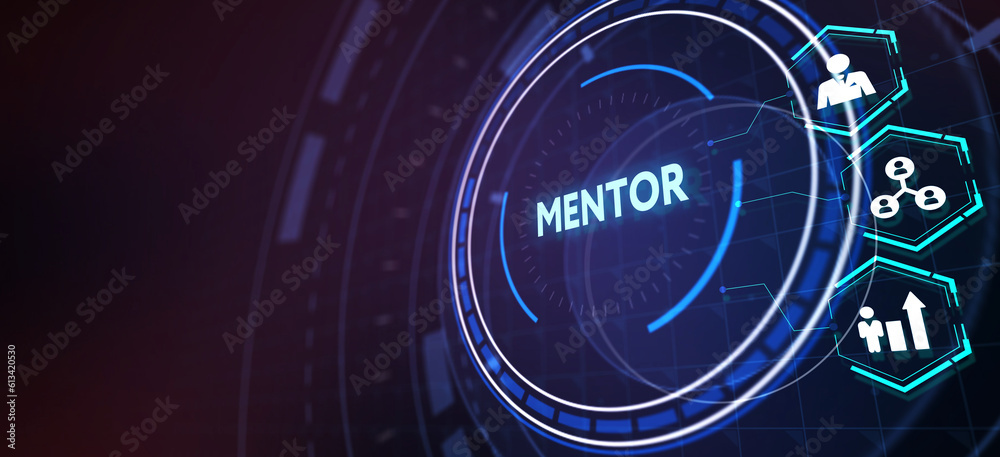 Mentoring concept. Mentoring with mentor advice, support and motivation. 3d illustration Mentoring concept. Mentoring with mentor advice, support and motivation. 3d illustration