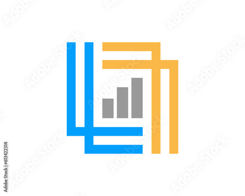 L and L in square with chart growth up inside