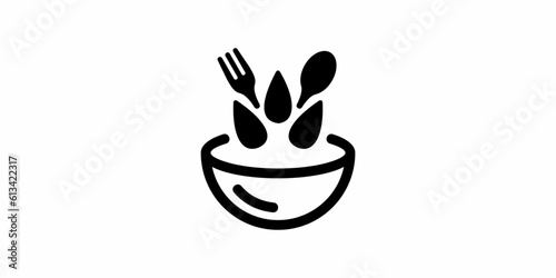 cereal bowl breakfast icon symbol vector logo illustration.