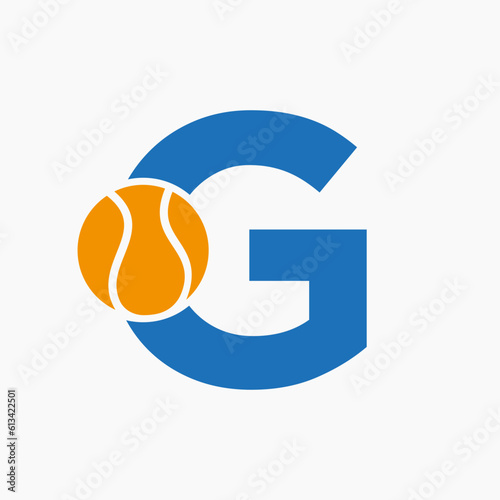 Tennis Logo On Letter G. Tennis Sport Academy, Club Logo Sign