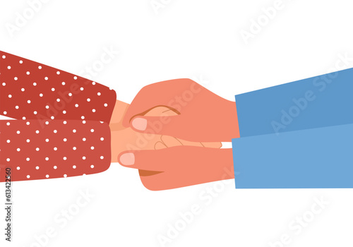 Supporting hands holding with care in flat design on white background. Helping hands concept.