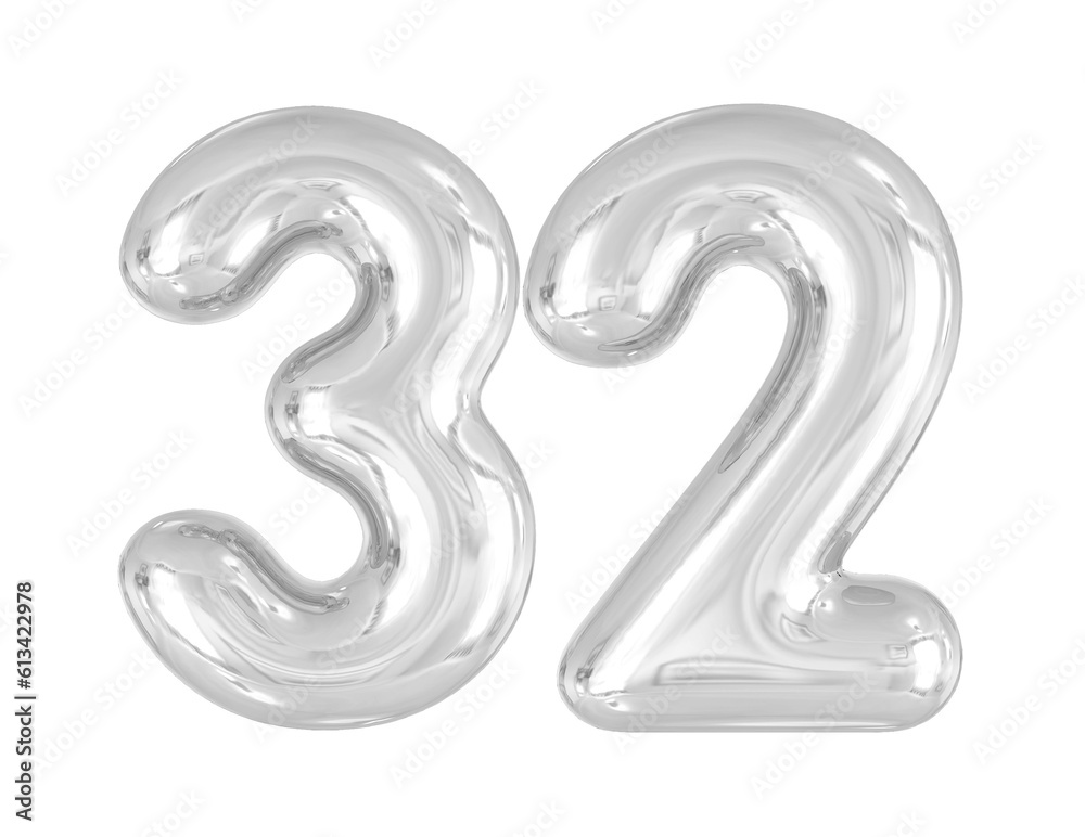 32 Silver Balloons Number 