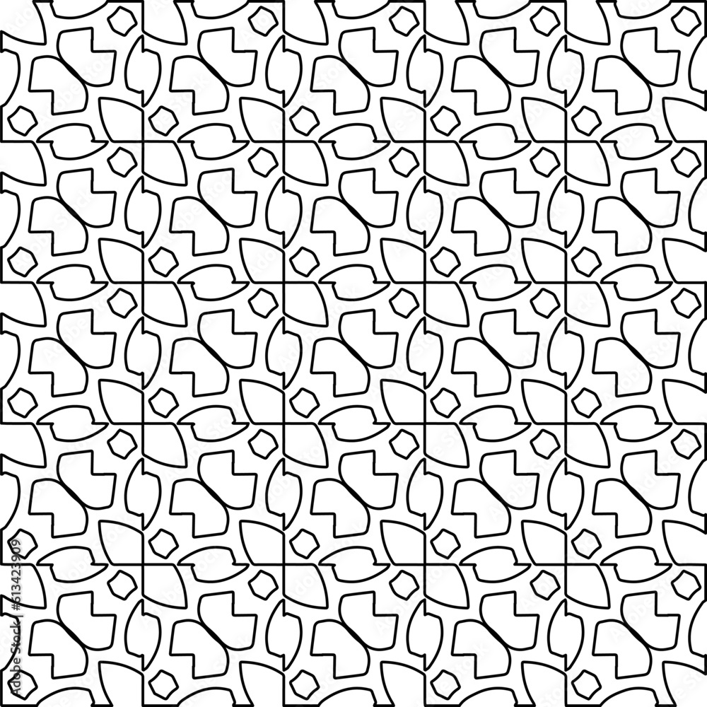Stylish texture with figures from lines. Line art. Black and white pattern. Abstract background for web page, textures, card, poster, fabric, textile. 