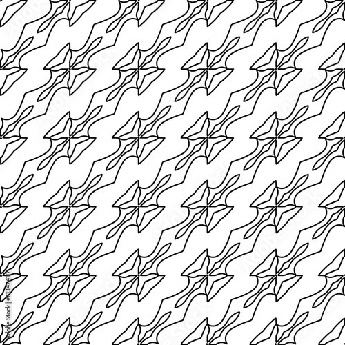  Stylish texture with figures from lines. Line art. Black and white pattern. Abstract background for web page, textures, card, poster, fabric, textile. 