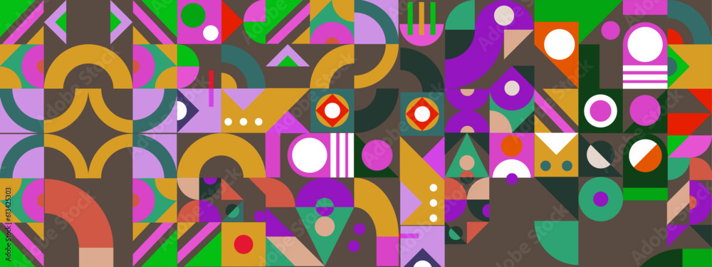 Mosaic geometric pattern design in retro style. Vector illustration. Mosaic geometric pattern design in retro style. Vector illustration.