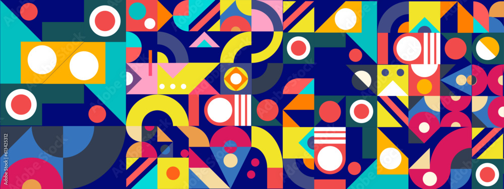 Mosaic geometric pattern design in retro style. Vector illustration. Mosaic geometric pattern design in retro style. Vector illustration.