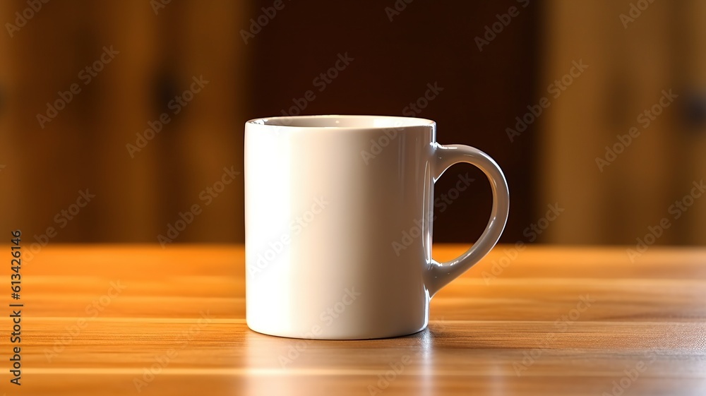 White Mug on Wooden table Mock up White Mug on Wooden table Mock up