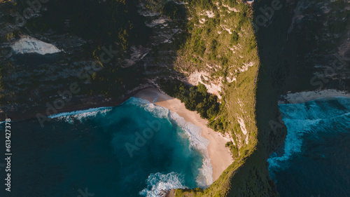 Aerial view of the spectacular cliff located on Kelingkling Beach, Nusa Penida, Indonesia