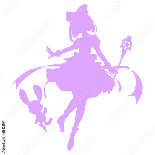 魔法少女風のシルエットイラスト