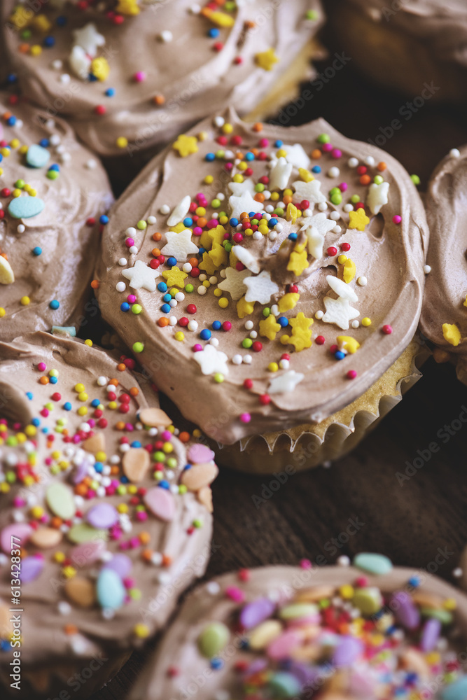 Closeup of chocolate cupcakes