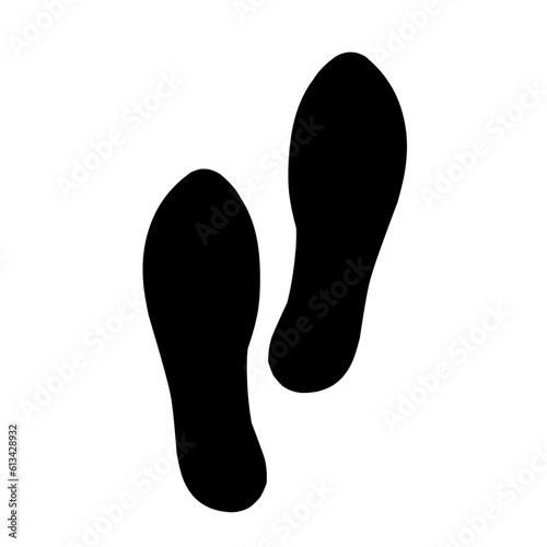Silhouette of human footprints, vector illustration. Shoe sole mold. Foot prints, boots, sneakers. Barefoot icon effect.