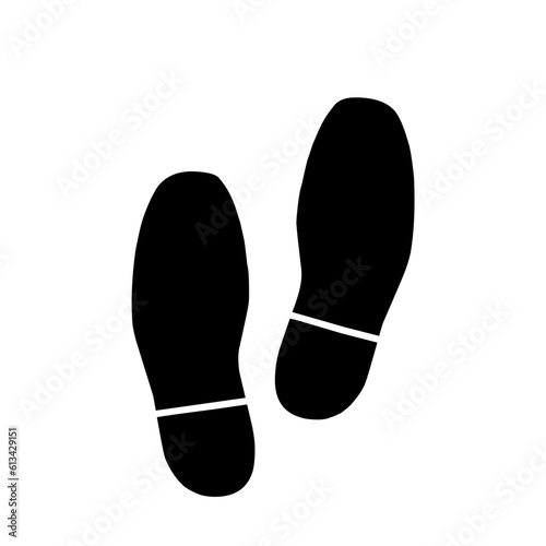 Silhouette of human footprints, vector illustration. Shoe sole mold. Foot prints, boots, sneakers. Barefoot icon effect.