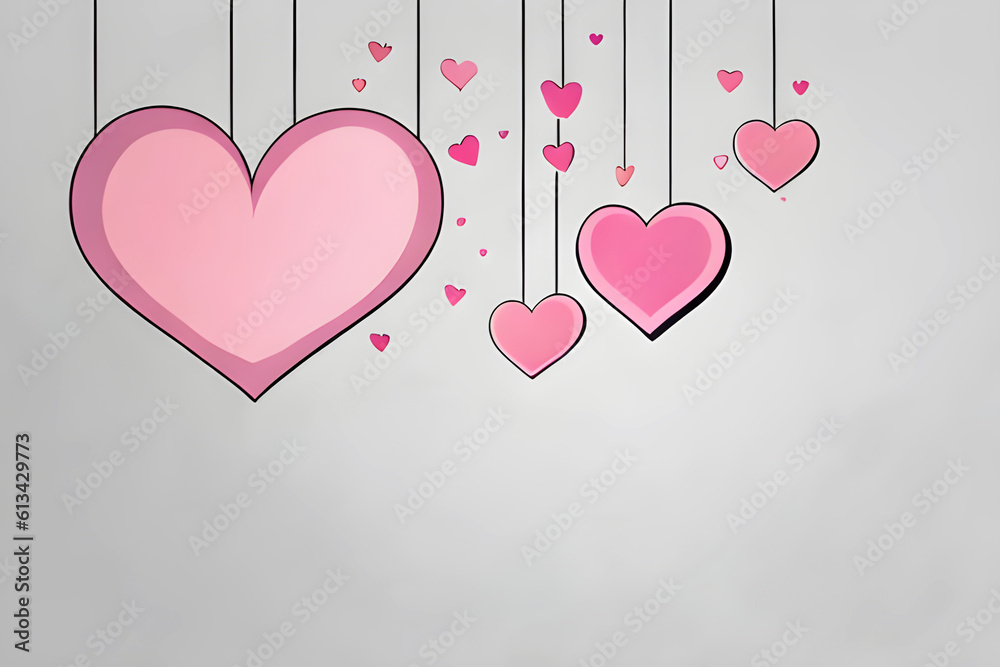 Heart background in kawaii style generative AI. Love heart background.