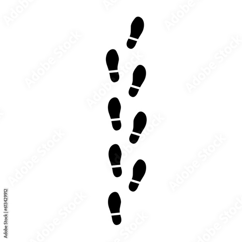 Silhouette of human footprints, vector illustration. Shoe sole mold. Foot prints, boots, sneakers. Barefoot icon effect.