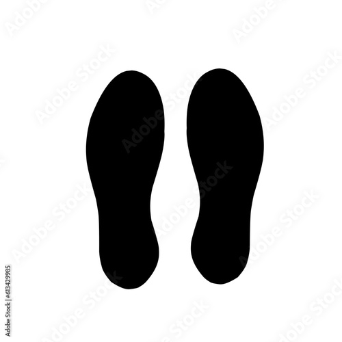 Silhouette of human footprints, vector illustration. Shoe sole mold. Foot prints, boots, sneakers. Barefoot icon effect.