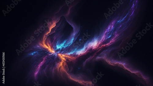 3D illustration of abstract fractal for creative design looks like galaxies.