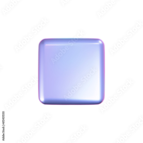 3d holographic cube with iridescent chrome effect isolated on white background. Render holographic metal rotating box with rainbow gradient effect. 3d vector geometric shape