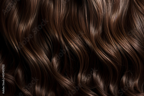 close up texture of beautiful shiny brown hair created with AI generative tools