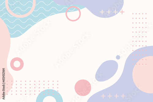 Hand drawn abstract background of various memphis shapes and elements