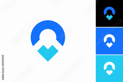 local pin with letter V Vector Logo Premium