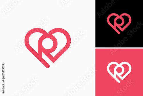 letter R with heart Vector Logo Premium