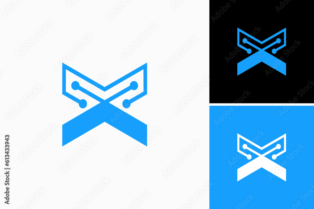 letter x with circuit board Vector Logo Premium letter x with circuit board Vector Logo Premium