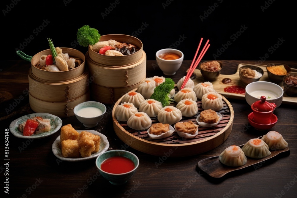 Premium dim sum cuisine displayed on a table