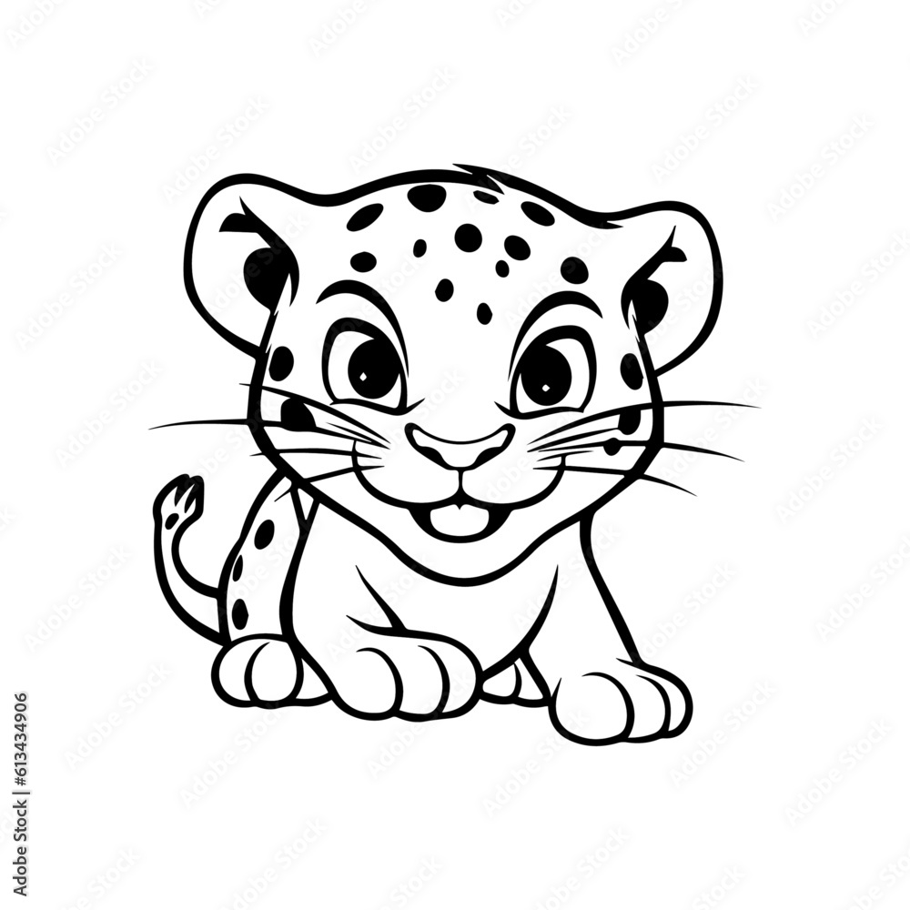 Fototapeta premium Cute leopard, cheetah, isolated on white background. Vector illustration.