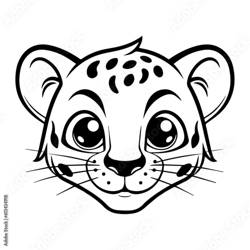 Cute leopard, cheetah, isolated on white background. Vector illustration.