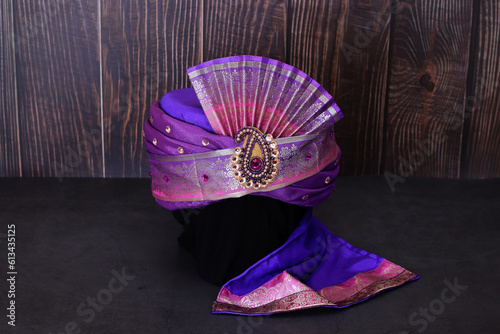 indian, arabic, turkish male headdress turban. traditional wedding clothing