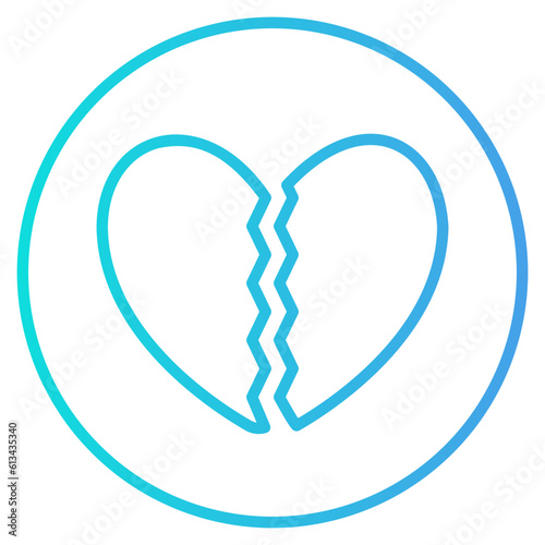 Broken heart icon in gradient style, use for website mobile app presentation