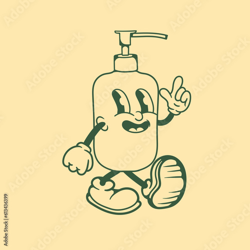 Vintage character design of a pump bottle