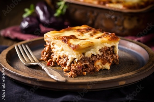 Premium greek moussaka on a plate