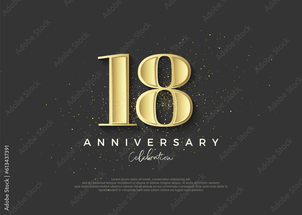 18th anniversary golden. Premium vector design to celebrate birthday. Premium vector background for greeting and celebration.