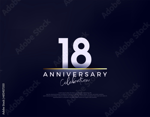 Simple modern and clean 18th anniversary celebration vector. Premium vector background for greeting and celebration. photo