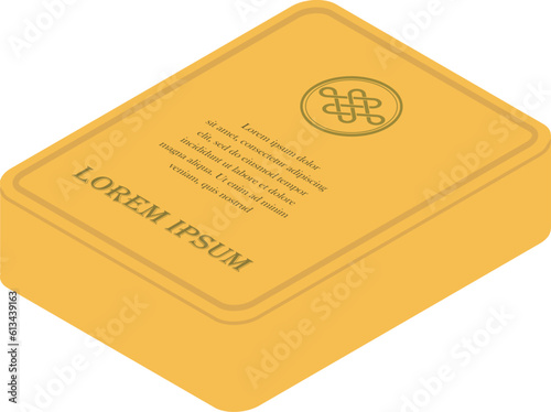 Yellow cookie ,candy, chocolate can. Vector illustration. Sweets golden package.