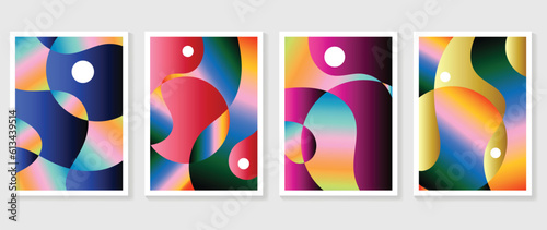 Gradient design background wall art set. Abstract gradient graphic with  geometric shapes, circle. Futuristic business cards collection illustration for flyer, brochure, invitation, media.
