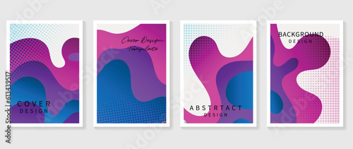 Gradient design background cover set. Abstract gradient graphic with geometric shapes, dot, halftone, layers. Futuristic business cards collection illustration for flyer, brochure, invitation, media.