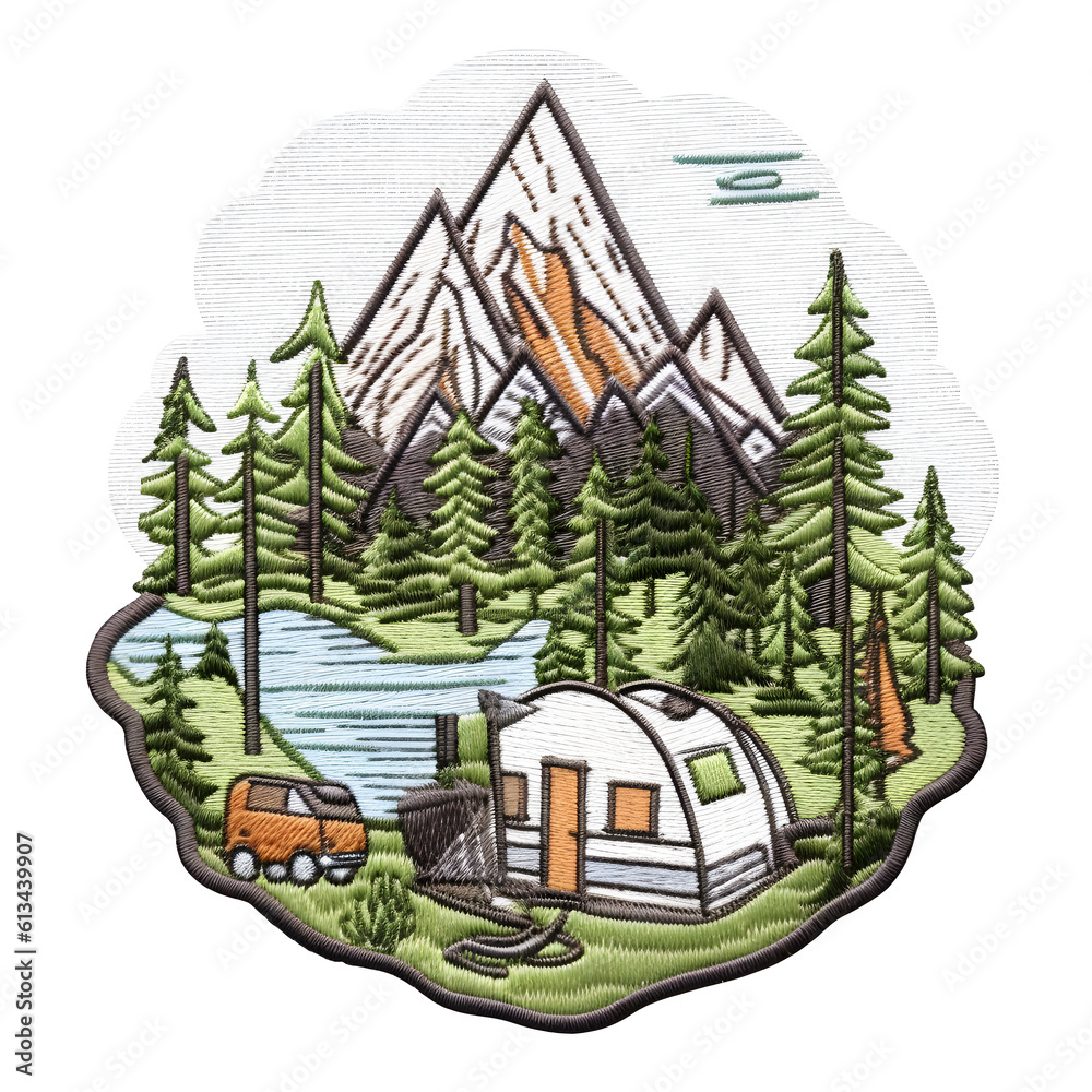 Outdoor Adventure Camping Vector Embroidery Designs for Nature Enthusiasts, Made With Generative AI.